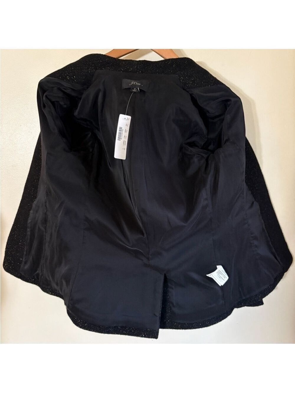 J. Crew Black Sparkle Wool Open-Front Blazer. Pockets/Lined. Size 0. New w/tags! - Picture 8 of 17